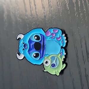 Disney Monsters Inc "Stitch as Sulley & Scrump as Mike" Inspired Enamel Pin